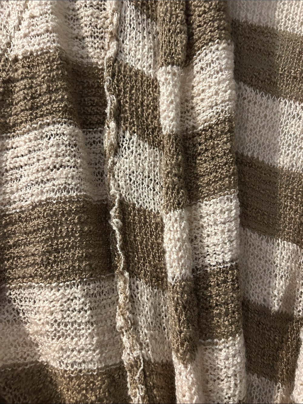 EUC American Rag Cream and Brown Striped Belted Cardigan - Picture 2 of 6